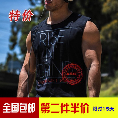 特价专业健身健美工字背心运动跨栏男夏纯棉宽松男汗背心坎肩T恤